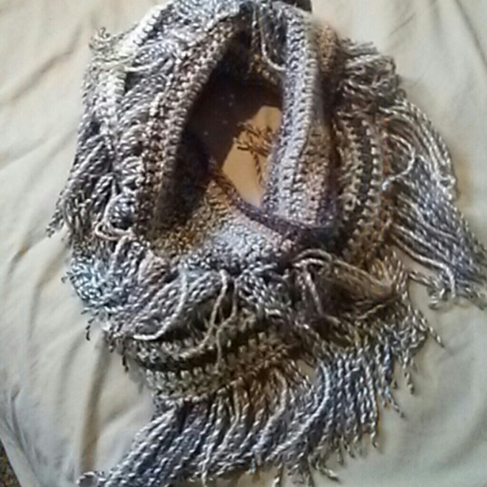 Cowl Neck Fringe Scarf.I crochet anything to your